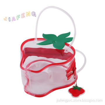 Strawberry Shape PVC Gift Bag With Clear PVC Tube Handle